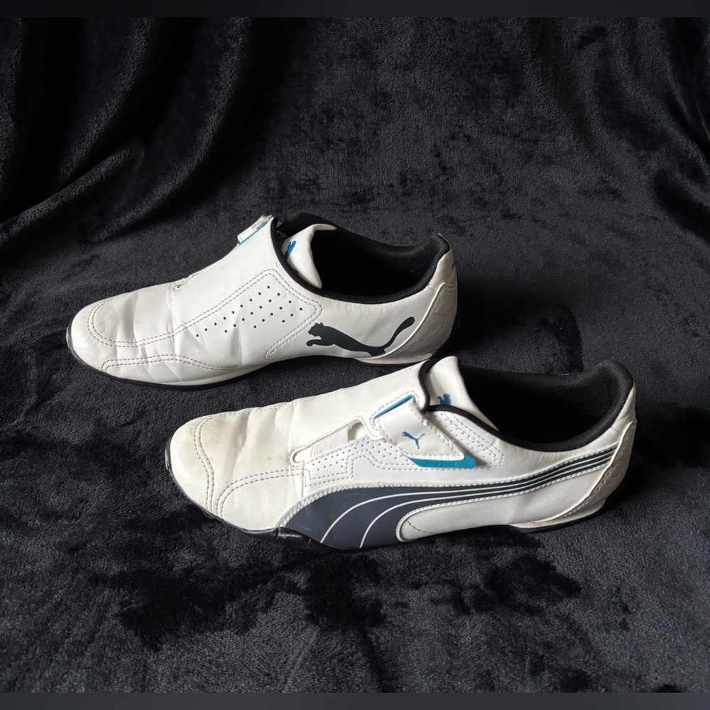 Puma Mens 7 White Redon Move Sneakers Leather Hook & Loop 185999-06